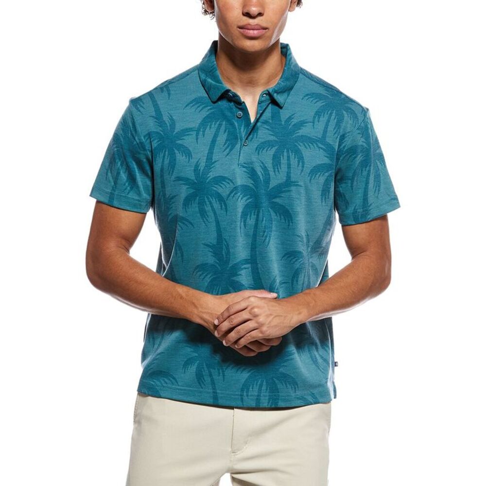 Vintage Summer Mens  Performance Tonal Pique Polo Shirt, Green